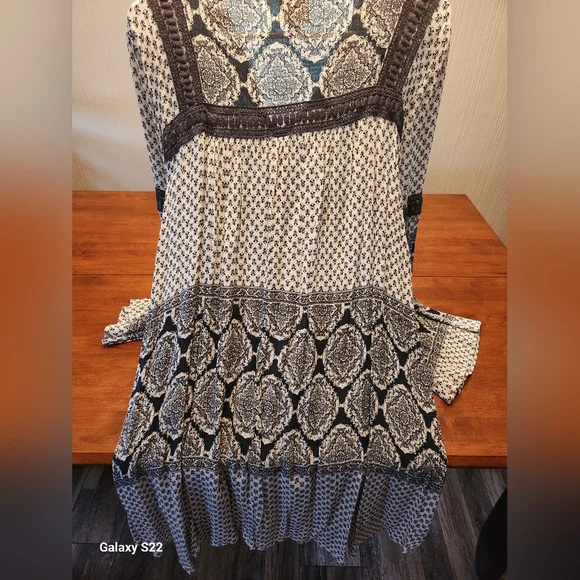 Knox Rose Dress Blue White M Peasant Boho Coastal Resort Cottagecore Festival - Picture 4 of 10